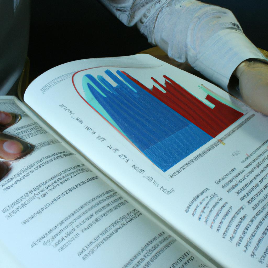 Person reading books and graphs