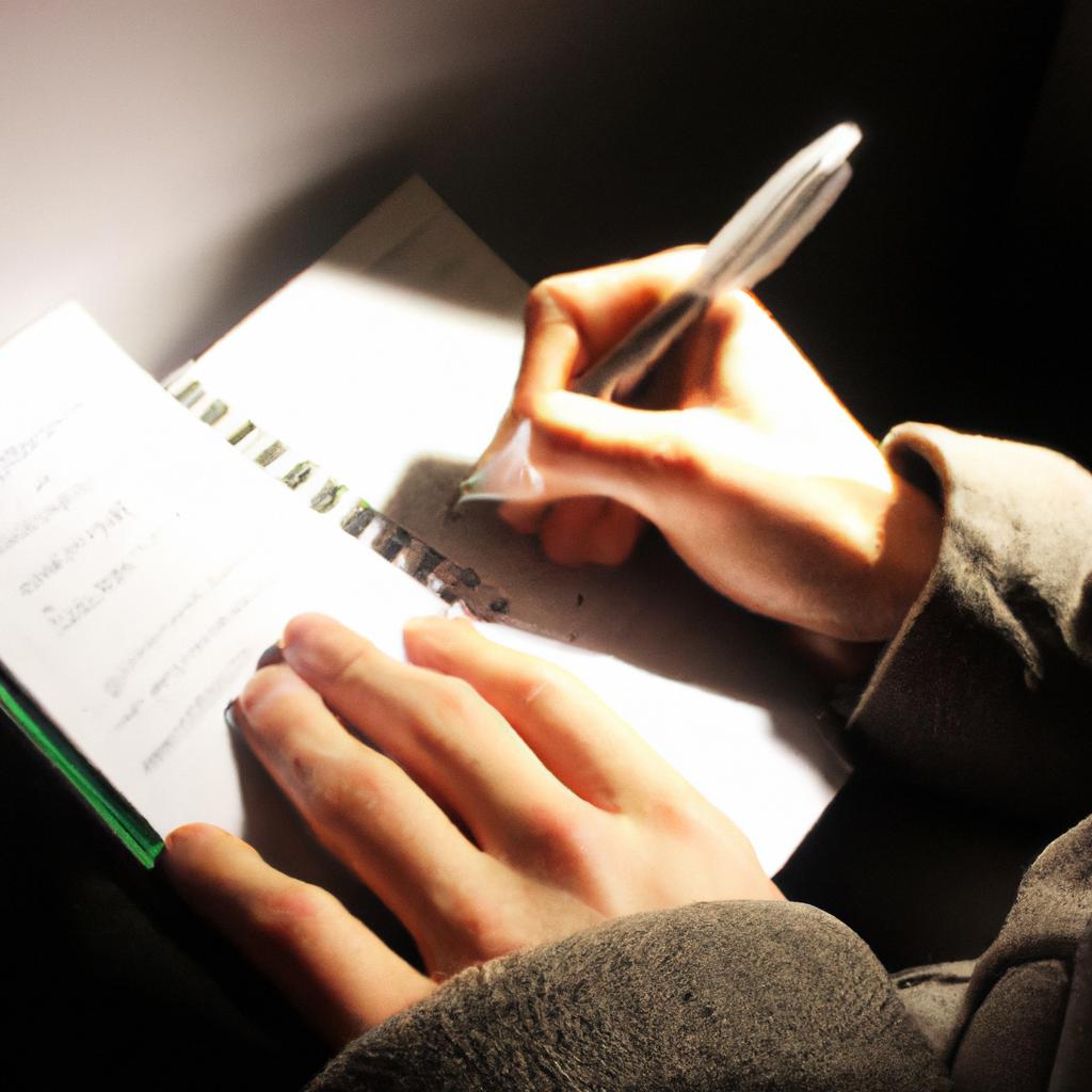 Person reading and taking notes